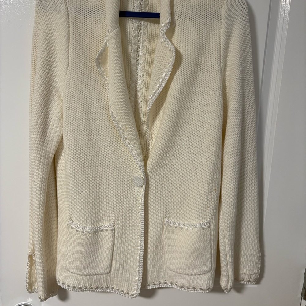 White + Warren Cream Textured Blazer